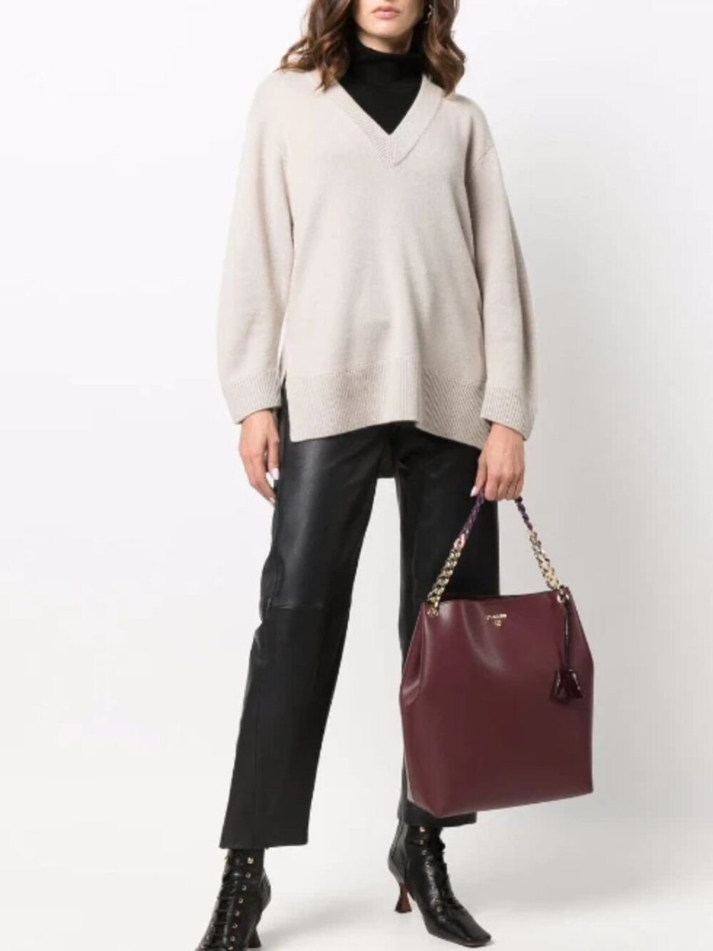NEW Emporio Armani V-neck Cashmere Jumper in Beige Size 44 #S5909